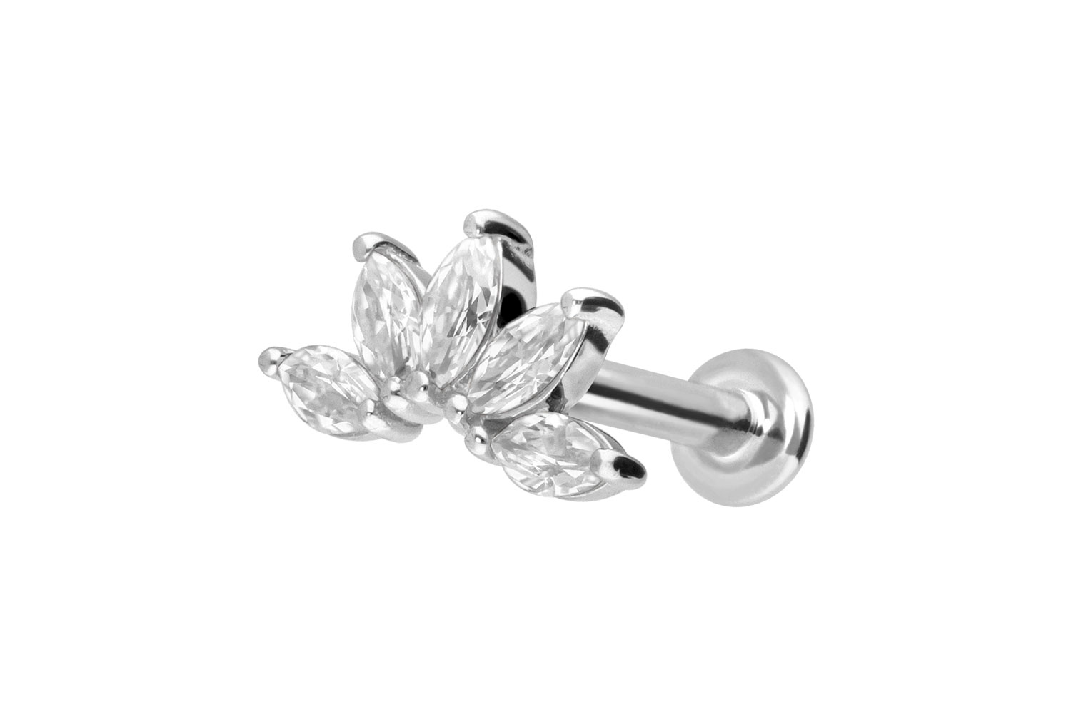 14 Karat Gold Labret Piercing mit Push Fit MOISSANIT-LOTUSBLÜTE